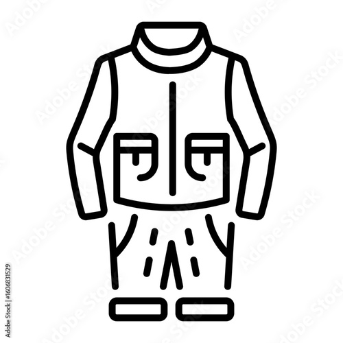 A line style icon showing training suit