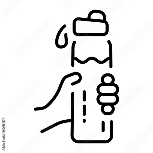 An outline style icon depicting hydration bottle