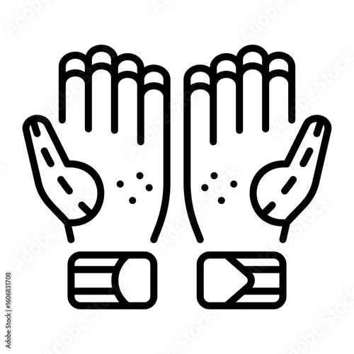 A line style icon showing batting gloves