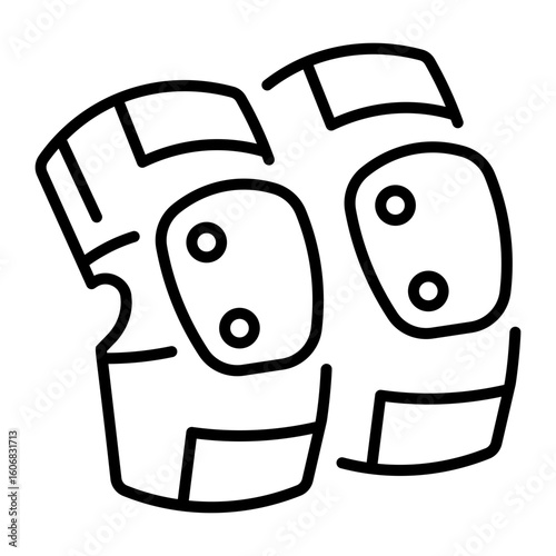 A line style icon showing knee pads