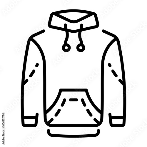 An outline style icon depicting hoodie