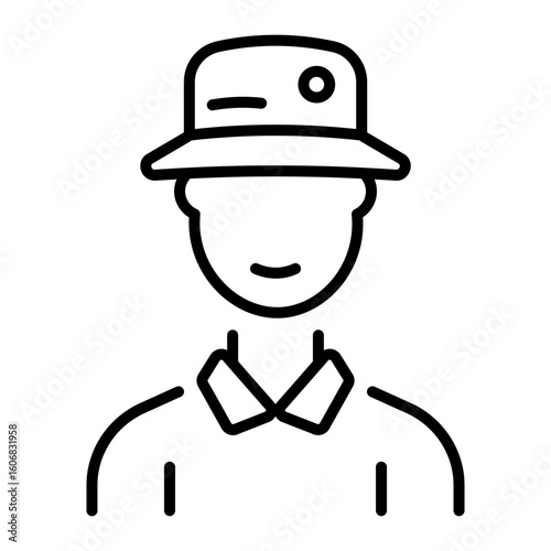 A line style icon showing bucket hat