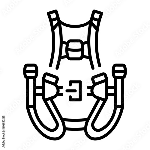 A linear style icon representing safety harness