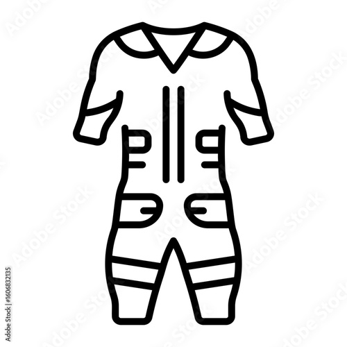 A line style icon showing ems suit