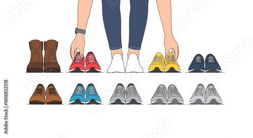 person choosing shoes isolated