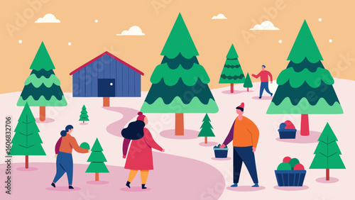 christmas tree farm visitors picking trees