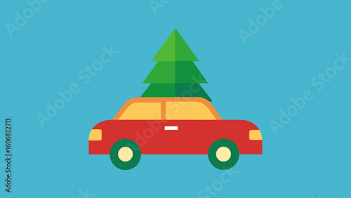 Christmas Tree Being Carried on Top of a Car