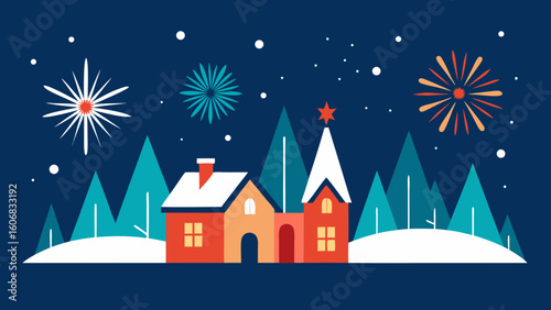 fireworks winter village new year eve