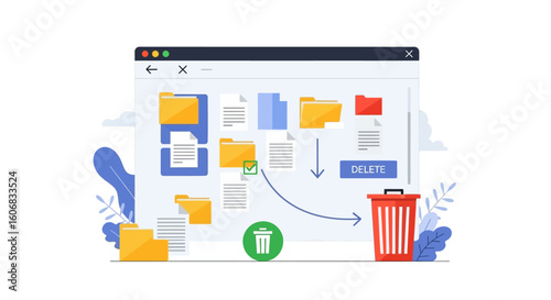 deleting files: data management and file organization concept