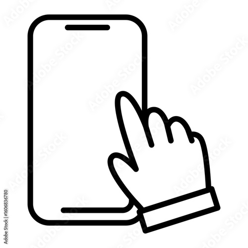 Smartphone and hand icon.