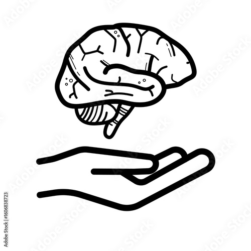  Brain health and care, mental well-being support - vector icon