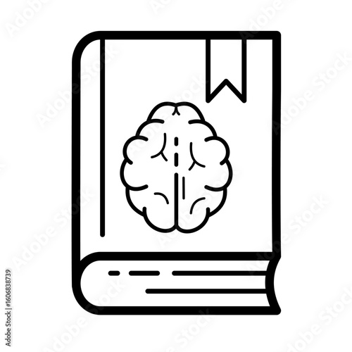  Psychology textbook, brain study guide - vector icon