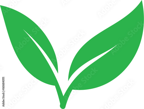  Two vibrant green leaves forming a v shape symbolizing growth nature and a healthy environment