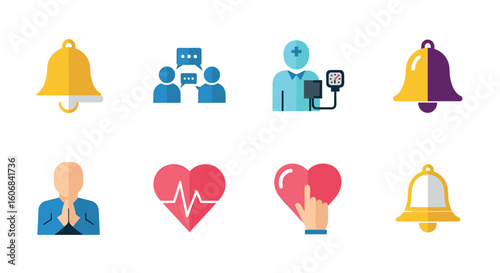 Medical Icons for Healthcare: A collection of clean, modern, and colorfully illustrative medical icons, perfect for web and graphic design projects related to health, wellness, and medical concepts.