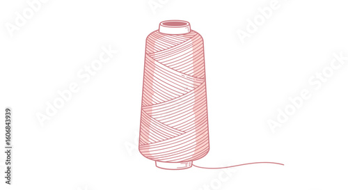 Thread spool in minimalist linear style for sewing and craft projects
