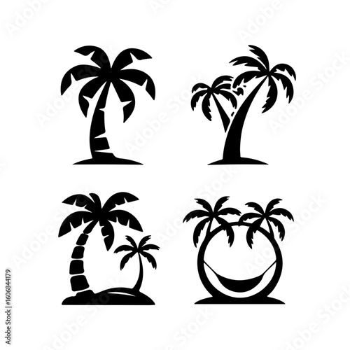 Stylized Palm Trees in Black Silhouettes on Neutral Backdrop