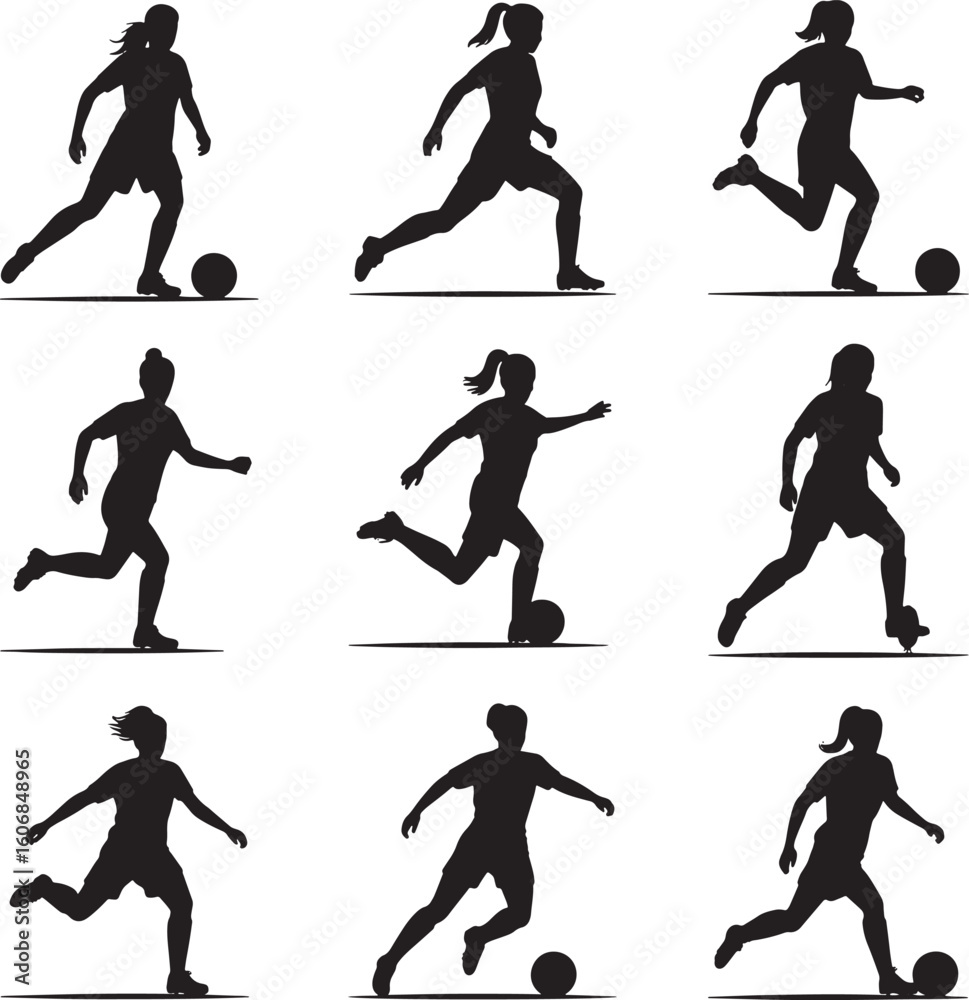 Obraz premium Dynamic Silhouettes of Soccer Players in Action
