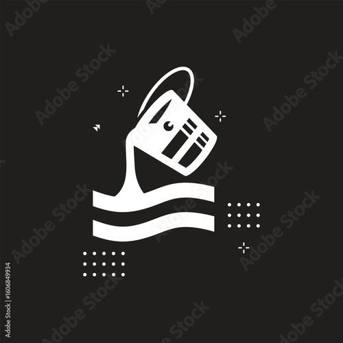 Vector clipart illustration of bucket filled with water
