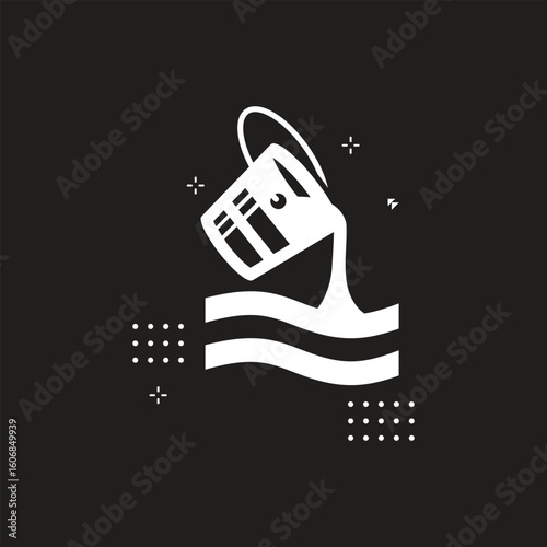 Vector clipart illustration of bucket filled with water