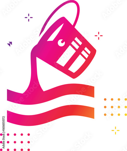 Vector clipart illustration of bucket filled with water