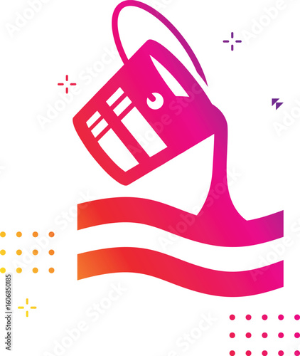 Vector clipart illustration of bucket filled with water