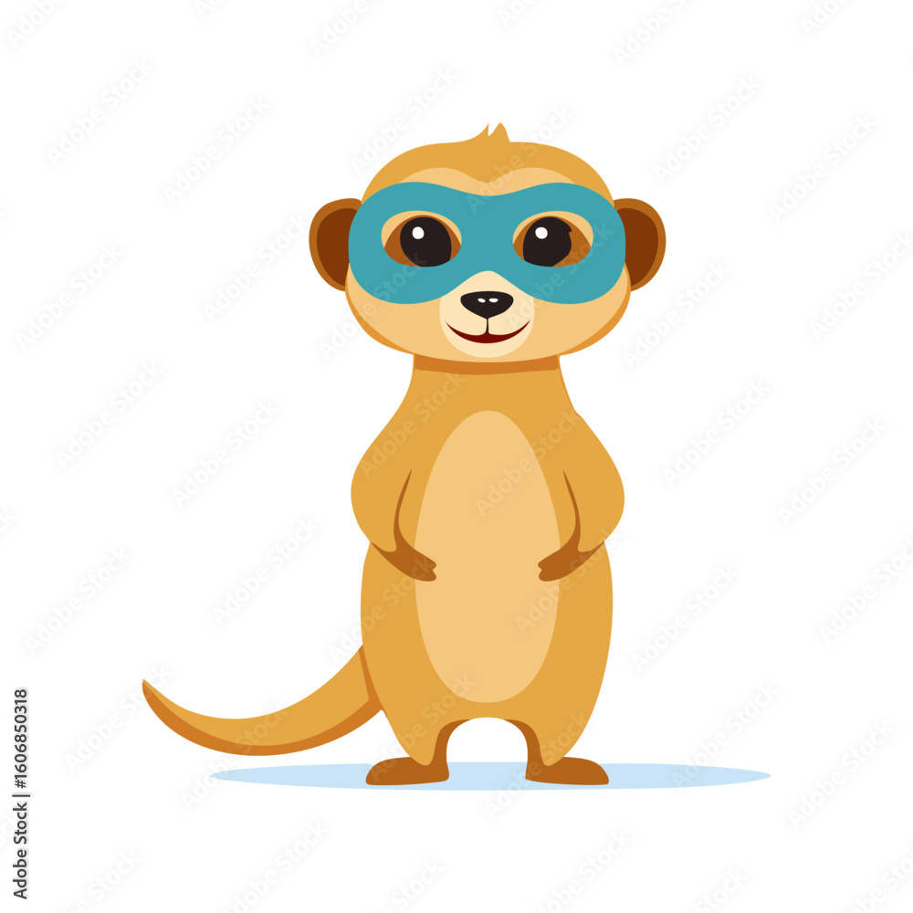 Obraz premium Simple Illustration Cute Meerkat with Theater Mask