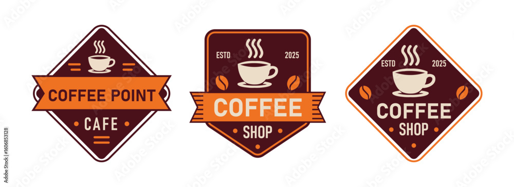 Obraz premium Coffee Shop Cafe Emblem Vector Set