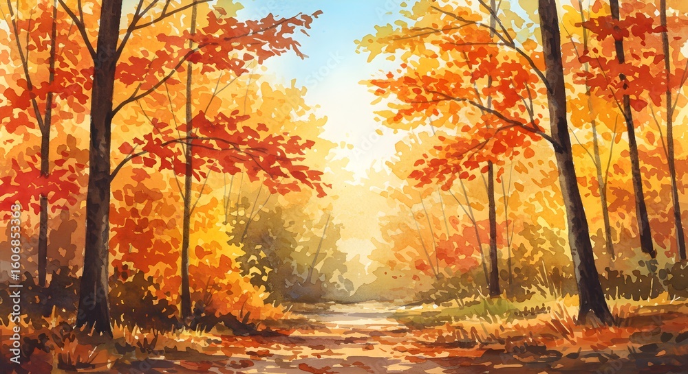 Obraz premium Autumn forest pathway