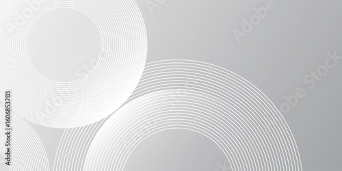 Nice simple abstract white glowing geometric lines on gray background