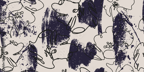 Abstract Art with Scribbles and Brushstrokes Pattern