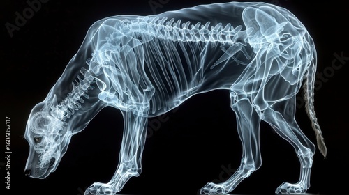 Wallpaper Mural X-ray view of dog sniffing ground. Black background highlights skeletal structure with translucent features Torontodigital.ca