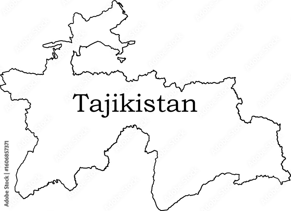 Obraz premium Tajikistan Country Map with National Flag Design