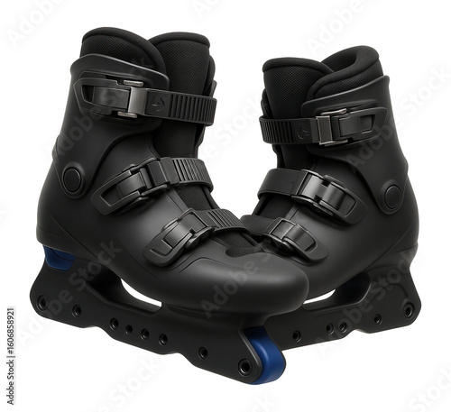 Obraz na płótnie Plastic rollerblade boot frames with micro-adjust buckles for urban skating