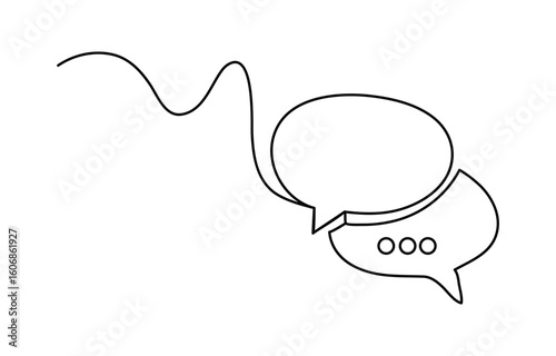 
Continuous one line drawing speech bubble symbol isolated vector illustration