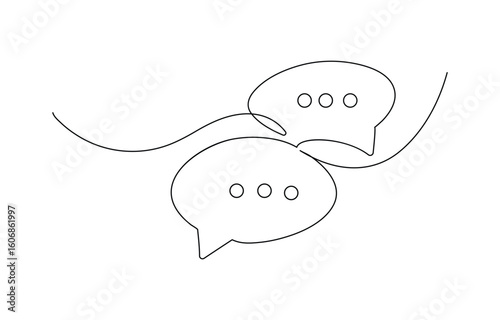 
Continuous one line drawing speech bubble symbol isolated vector illustration