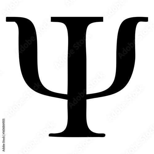 Símbolo psicología. Icono con letra psi del alfabeto griego	