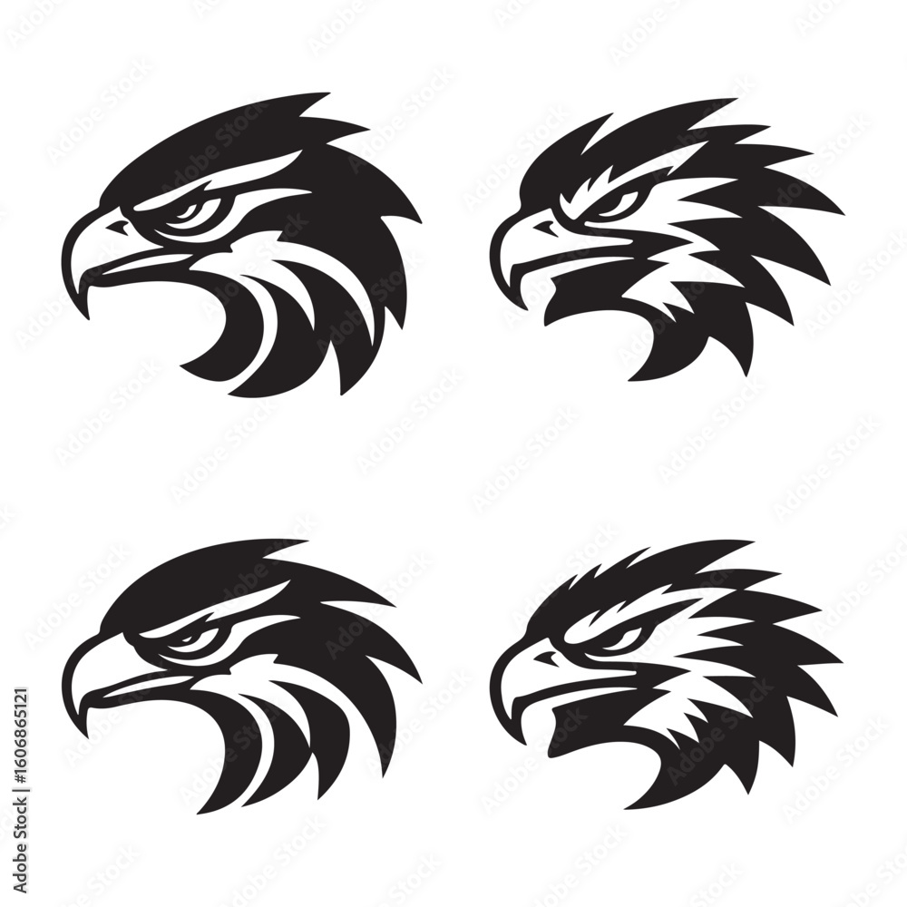 Obraz premium Eagle Head Silhouette Vector Set