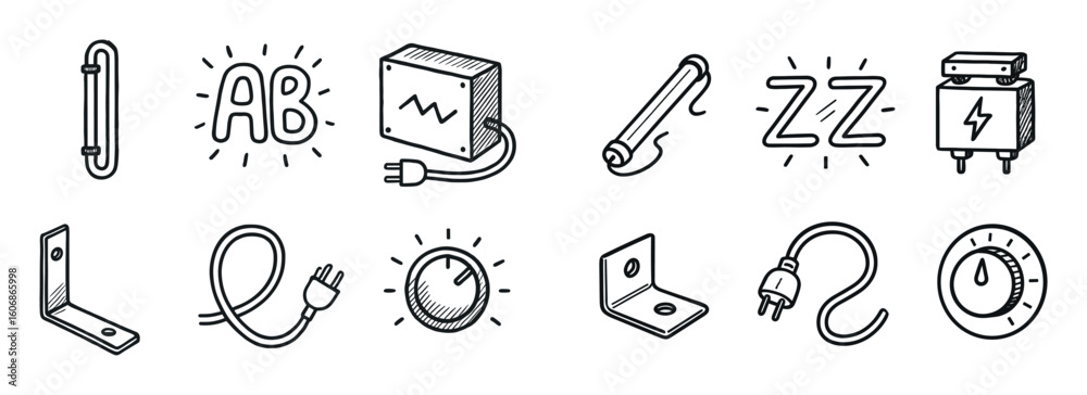 Fototapeta premium Neon Sign Icon Set