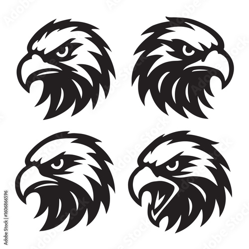 Eagle Head Silhouette Vector Set