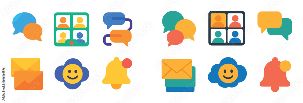 Colorful Communication Icons Grid Colorful Communication Icons Grid