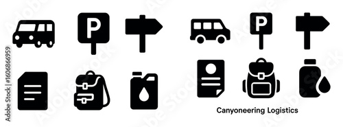 Canyoneering Icons Set