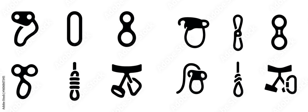Canyoneering Icons Set Canyoneering Icons Set