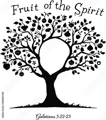 Fruit of the spirit tree galatians christian bible verse religious faith church god jesus christ quote art silhouette