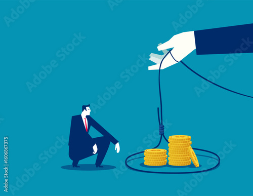 Financial bait. The businessman is lured into a trap with money