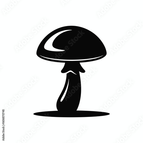 Simple black silhouette of a mushroom