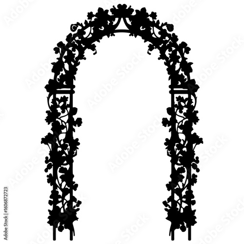 Boho Floral Arch Silhouette for Wedding Invitations