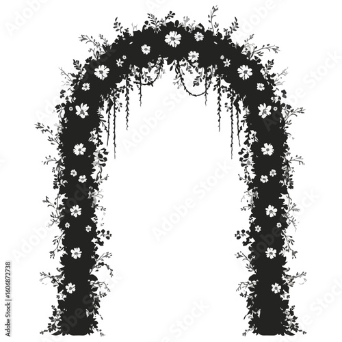 Boho Floral Arch Silhouette for Wedding Invitations