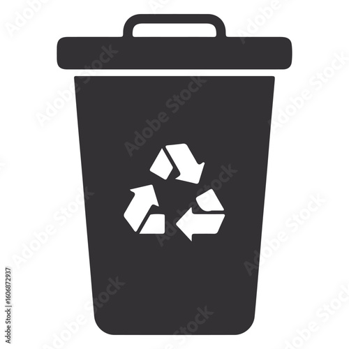 Recycle Bin Sillouette Vector Isloated On White Background