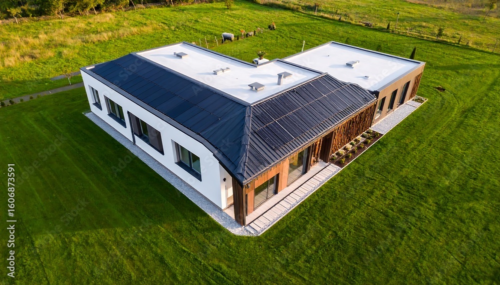 Fototapeta premium Modern House Aerial View