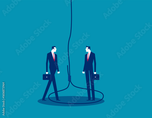 Trap. Business person with partner are trapped